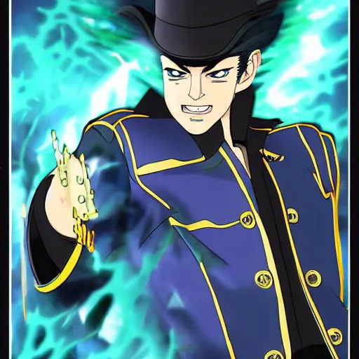 Prompt: jotaro banished to the shadow realm by yugi moto