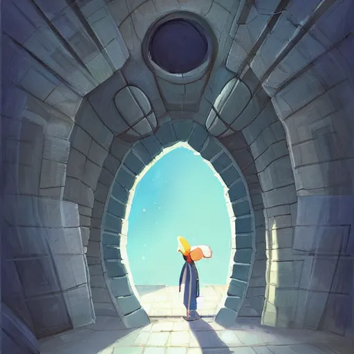 Image similar to wall with portal to riyadh city, digital painting, concept art, smooth, sharp focus, illustration by studio ghibli