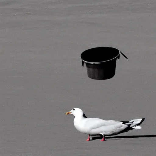 Image similar to a gull throwing a trash can, in the style of princess mononoke