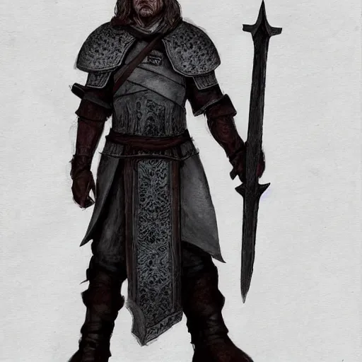 Prompt: concept art of ned stark as a dark souls boss