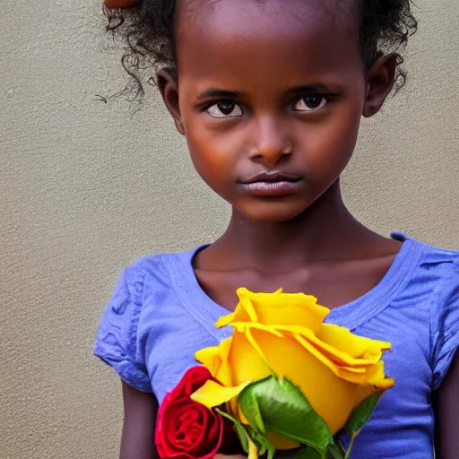 Prompt: ethiopian girl with rose in hair