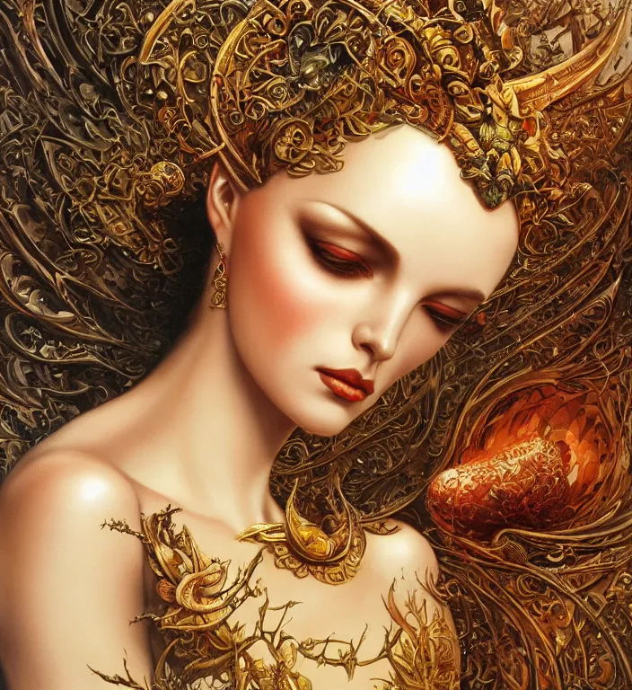 Image similar to a goddess, smooth, coherent, high detailed, by Karol Bak, unreal engine