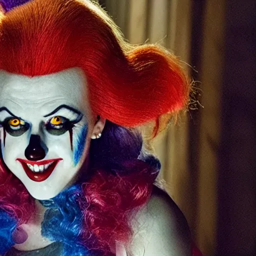 Image similar to still of Anna Kendrick as Evil Clown in IT remake 2029