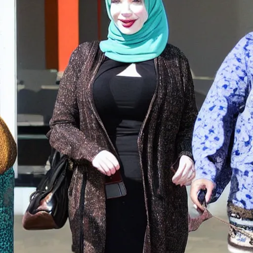 Prompt: christina hendricks with hijab,