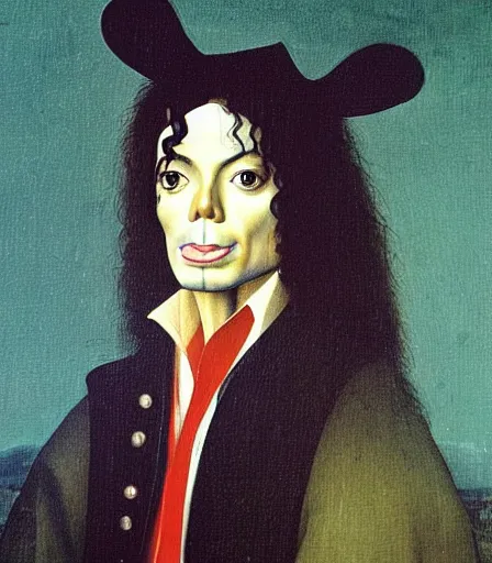 Prompt: portrait of michael jackson by hieronymus bosch, high quality, high detail