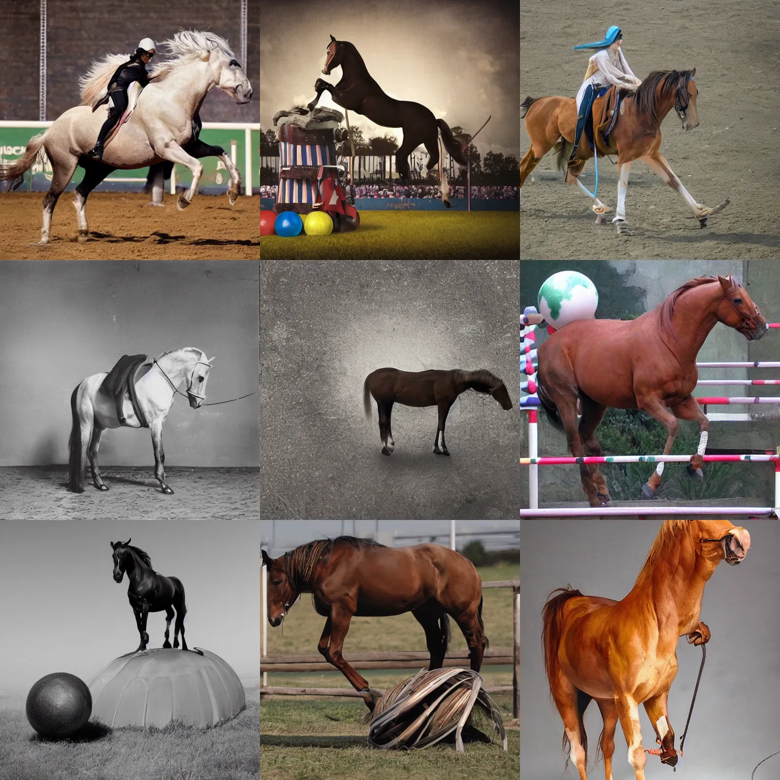 a horse on top of a ball like in circus | Stable Diffusion | OpenArt