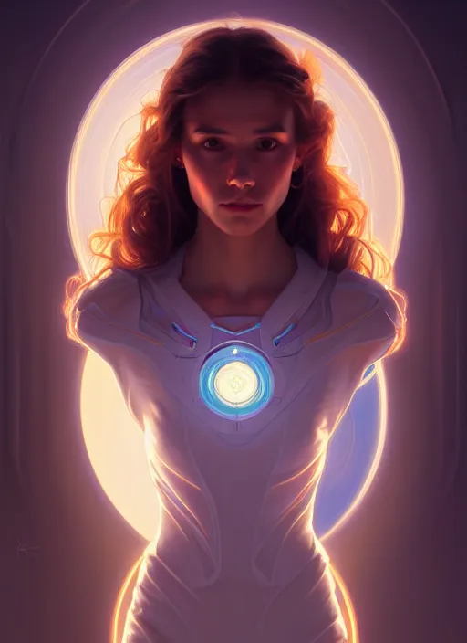 Image similar to full body portrait of girl, chemisty, sci - fi, glowing lights!! intricate, elegant, highly detailed, highly detailed face, digital painting, artstation, concept art, smooth, sharp focus, illustration, art by artgerm and greg rutkowski and alphonse mucha, 8 k