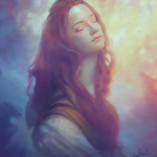 Image similar to Elegant Aerith Gainsborough portrait, atmospheric lighting, painted, intricate, volumetric lighting, beautiful, golden hour, sharp focus, ultra detailed, by Leesha Hannigan, Ross Tran, Thierry Doizon, Kai Carpenter,Ignacio Fernández Ríos