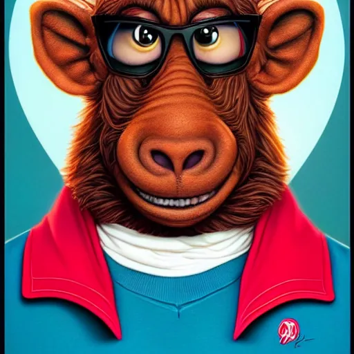 Prompt: alf sitcomportrait, Pixar style, by Tristan Eaton Stanley Artgerm and Tom Bagshaw.