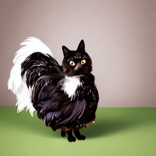 Image similar to a chicken - cat - hybrid, animal photography