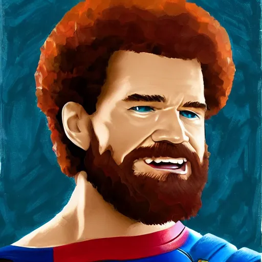 Image similar to bob ross as captain america painted by bob ross