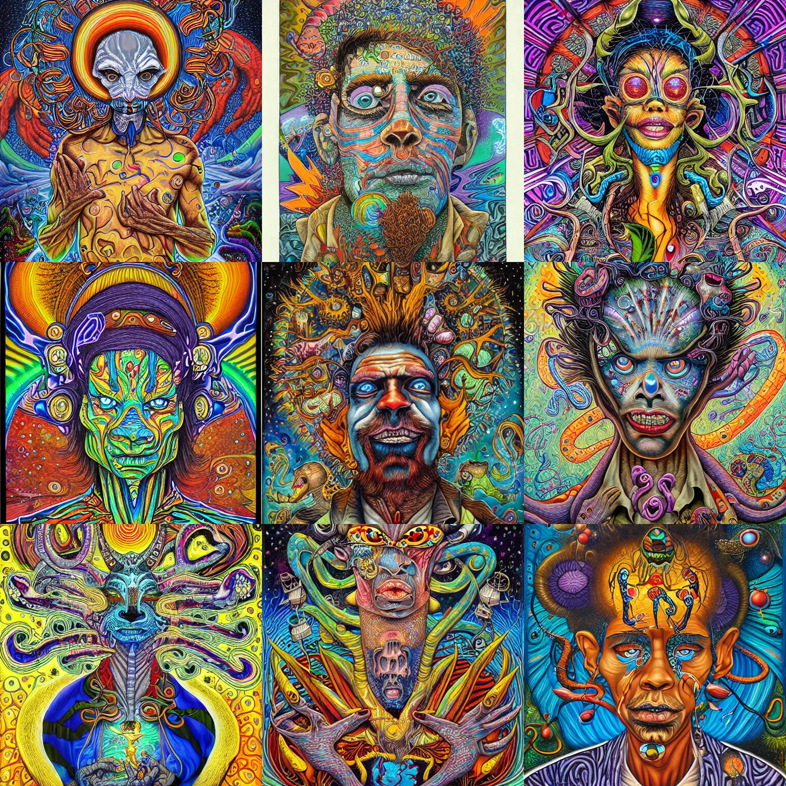 Prompt: hope dealer painting by aaron brooks, chris dyer, android jones, and alex grey, highly detailed, high quality, high definition