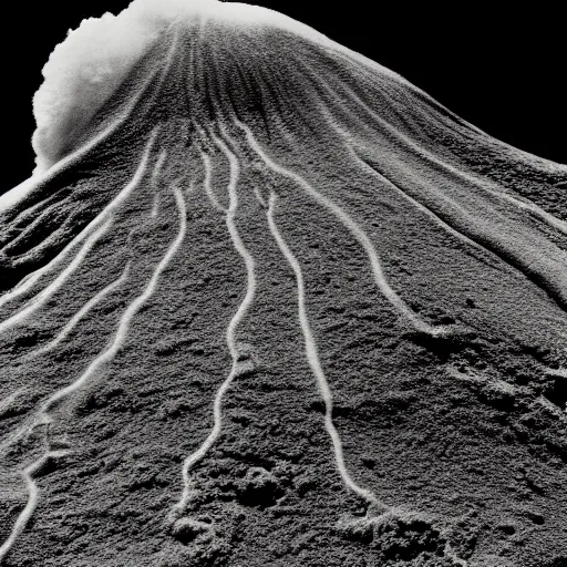 Prompt: An electron microscope image of a volcano