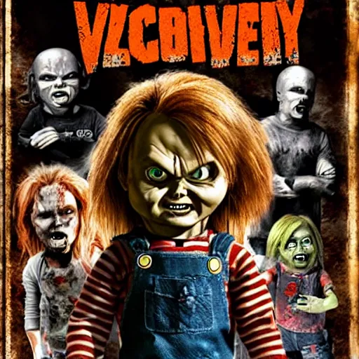 Image similar to Chucky versus Zombies movie poster