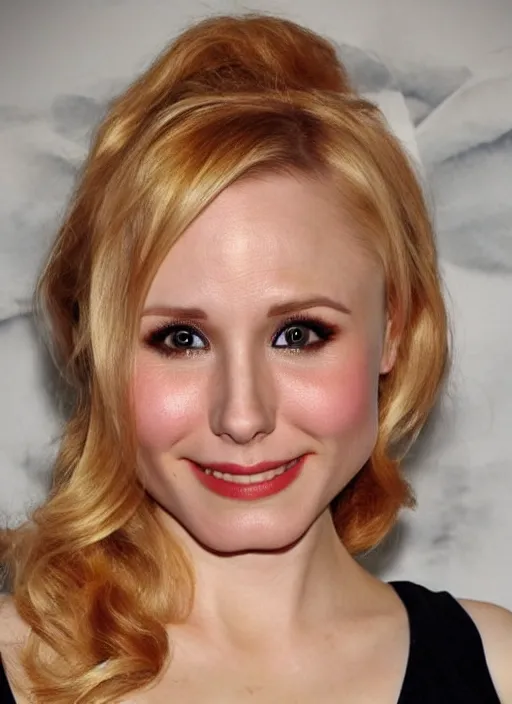 Prompt: photograph of a combination of kristen bell and christina hendricks