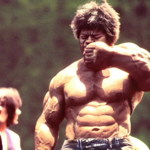 Image similar to hulk performing at woodstock