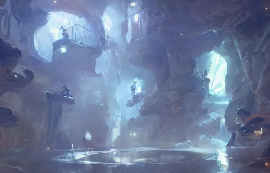 Prompt: greg manchess concept art of a the sapphire dimension, key visual, ambient lighting, highly detailed, digital painting, artstation, concept art, sharp focus, by makoto shinkai and akihiko yoshida and hidari and wlop and greg rutkowski