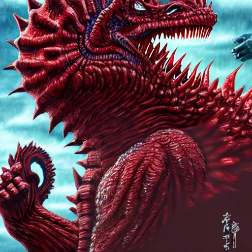 Image similar to shin godzilla, highly detailed, digital painting, smooth, sharp focus, illustration, ultra realistic, 8 k, art by hideaki anno