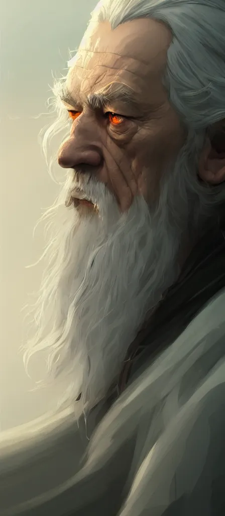 Prompt: portrait of gandalf the white, 4 k, concept art, by wlop, ilya kuvshinov, artgerm, krenz cushart, greg rutkowski, pixiv. cinematic dramatic atmosphere, sharp focus, volumetric lighting, cinematic lighting, studio quality