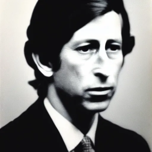 Prompt: Mugshot Portrait of Prince Charles, taken in the 1970s, photo taken on a 1970s polaroid camera, grainy, real life, hyperrealistic, ultra realistic, realistic, highly detailed, epic, HD quality, 8k resolution, body and headshot, film still, front facing, front view, headshot and bodyshot, detailed face, very detailed face