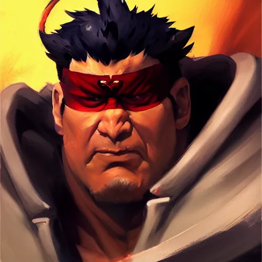 Prompt: Greg Manchess portrait painting of Evil Ryu as Overwatch character, medium shot, rage, asymmetrical, profile picture, Organic Painting, sunny day, Matte Painting, bold shapes, hard edges, street art, trending on artstation, by Huang Guangjian and Gil Elvgren and Sachin Teng