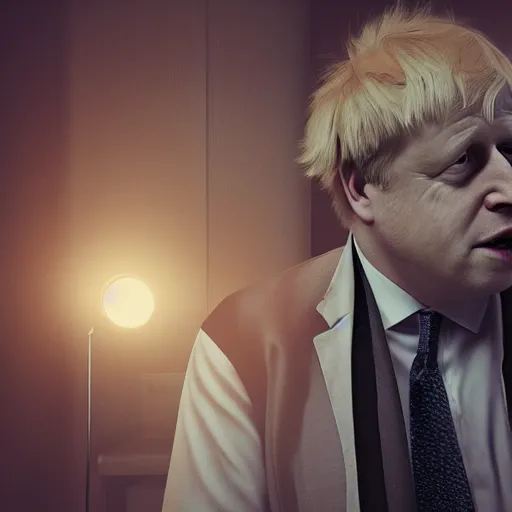 Image similar to Boris Johnson with Travis barkers body, realistic artstyle, wide shot, dramatic lighting, octane render, hyperrealistic, high quality, highly detailed, HD, beautiful, cinematic, 8k, unreal engine, facial accuracy, symmetrical