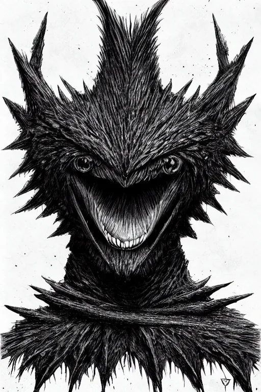 Image similar to crow monster, symmetrical, highly detailed, digital art, sharp focus, trending on art station, kentaro miura manga art style