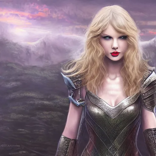 Image similar to the picture of taylor swift in a knight armor, epic fantasy art, mystical, mystic atmosphere, mythology, photo realistic, high detail, ultra realistic, hyper realistic, high definiton, 4 k uhd,