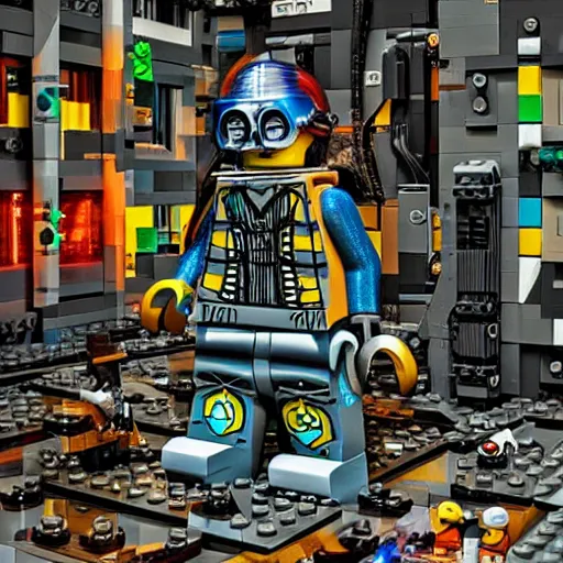 Image similar to lego art, cyberpunk, sci - fi, beautiful.