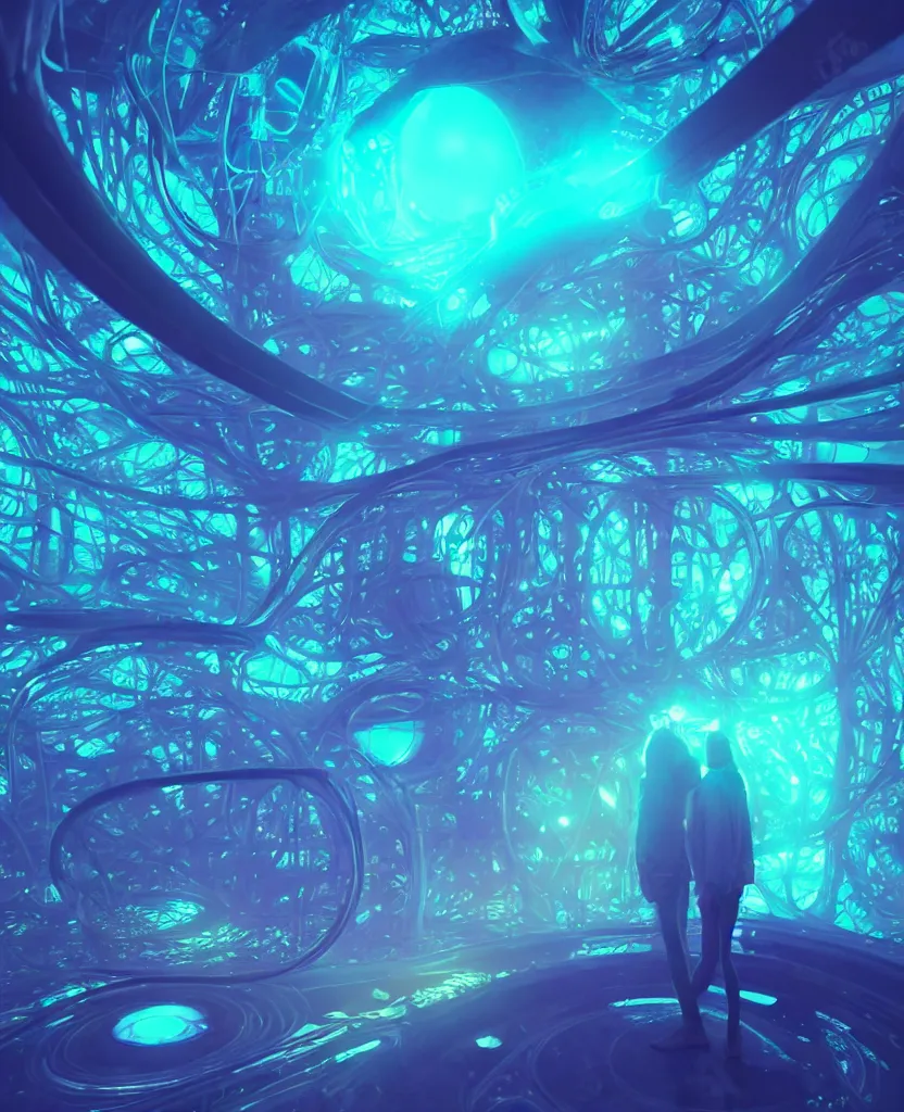 Image similar to trapped in my conscious, sky falling, look me inside of my eyes, transparent holographic being, holographic, bioluminiscent creatures, intricate artwork by beeple. octane render, trending on artstation, greg rutkowski very coherent symmetrical artwork. cinematic, hyper realism, high detail, octane render, 8 k