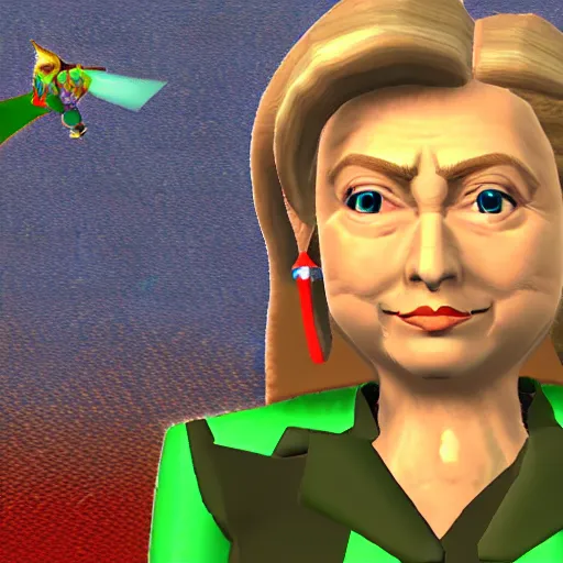 Image similar to detailed screenshot of 3 d hillary clinton in the legend of zelda : ocarina of time