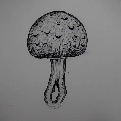 Image similar to fungus outline, detailed sketch, black ink on white paper