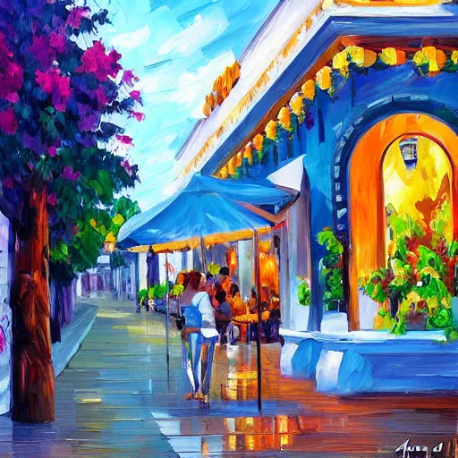 Image similar to a summer day spent (drinking tequila at the russian tea room), Aenami Alena, Afremov Leonid