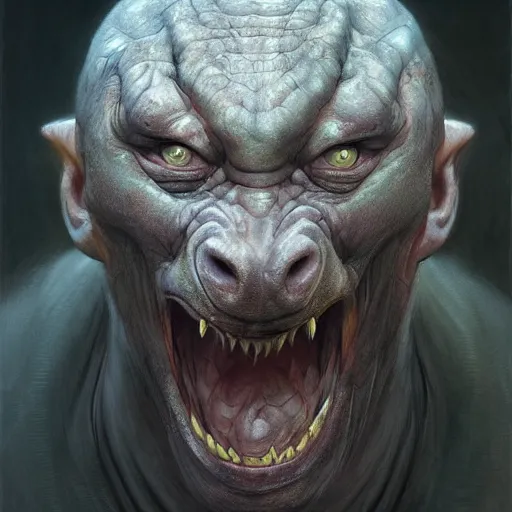 Image similar to vladimir putin, anthropomorphic bald prehistoric reptile, putin, toothless, horror, macabre by donato giancola and greg rutkowski and wayne barlow and zdzisław beksinski, realistic face, digital art