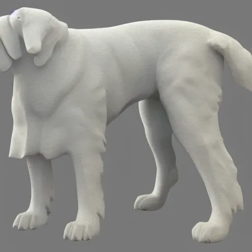 Prompt: 3 d render of very big white dog with a sherlock holmes hat,