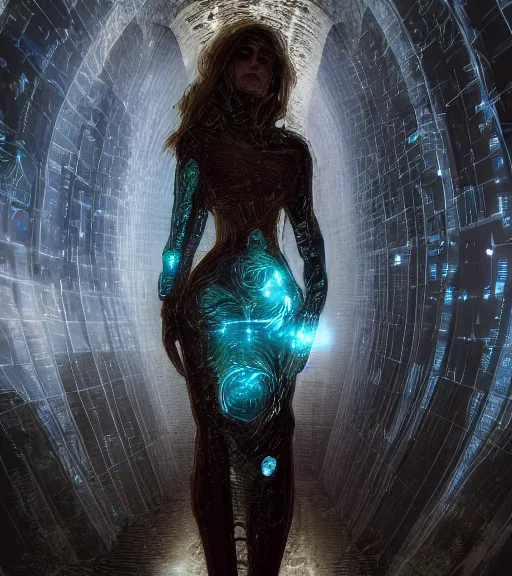 Prompt: ethereal picture of tarkovsky greatest scene, aura of the ancient destroyed majestic tower of babylon, a woman in futuristic cyber clothing, transparent puffer jacket, hyperealistic, blockchain, cyber world, ambient lighting, concept art, intricate, hyper detailed, smooth, dynamic volumetric lighting, ocatane, ray trace, cinematic, high quality, cgsociety