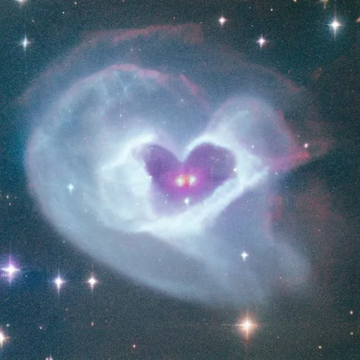 Image similar to a heart shaped space nebula, taken with hubble telescope,