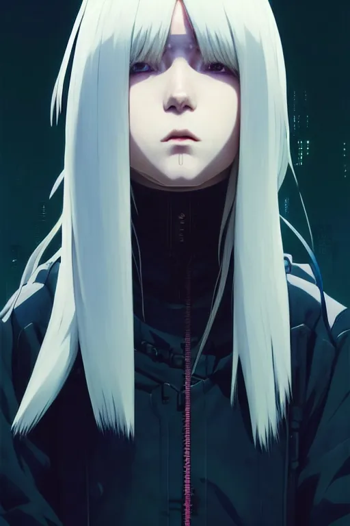 Image similar to portrait Anime cyborg non girl, cyberpunk, holy church cute-fine-face, white-hair pretty face, realistic shaded Perfect face, fine details. Anime. realistic shaded lighting by Ilya Kuvshinov katsuhiro otomo ghost-in-the-shell, magali villeneuve, artgerm, rutkowski, WLOP Jeremy Lipkin and Giuseppe Dangelico Pino and Michael Garmash and Rob Rey