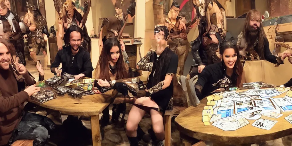 Image similar to Ariana Grande plays dungeon and dragons with Matt Mercer and Critical Role