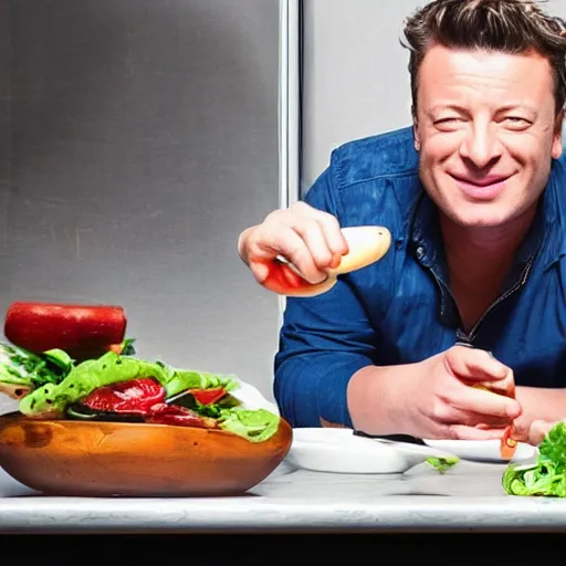 Prompt: jamie oliver cooking in space