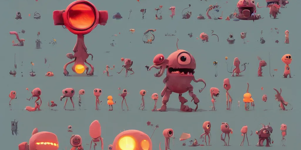 Image similar to cute monsters by Goro Fujita and Simon Stalenhag , 8k, trending on artstation, hyper detailed, cinematic