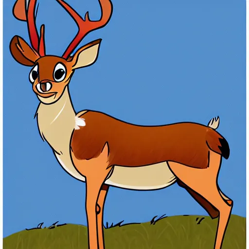 Image similar to a cel shaded full body deer, disney art, bambi