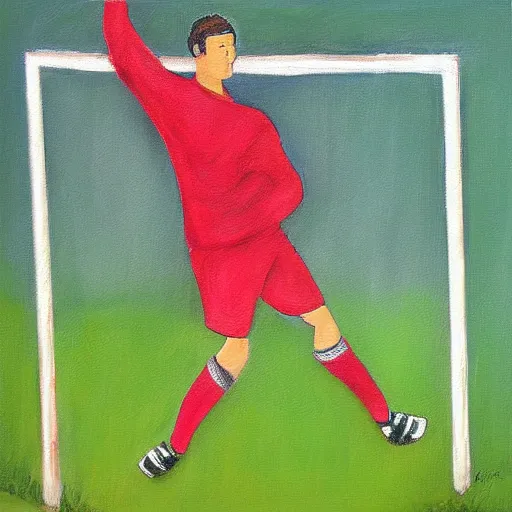 Image similar to goal keeper with wings, rennasainse painting