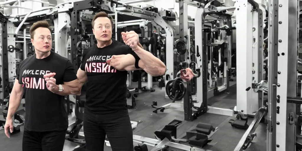 Prompt: elon musk, muscular