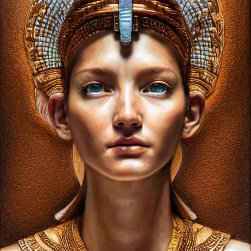 Image similar to hyperrealistic mixed media painting of beautiful goddess Athena, stunning 3d render inspired art by P. Craig Russell and Barry Windsor-Smith, perfect facial symmetry, dim volumetric lighting, 8k octane beautifully detailed render, post-processing, portrait, extremely hyper-detailed, intricate, epic composition, brown brown brown brown brown brown eyes, realistic realistic realistic eyes, cinematic lighting, masterpiece, trending on artstation, detailed detailed detailed, masterpiece, stunning