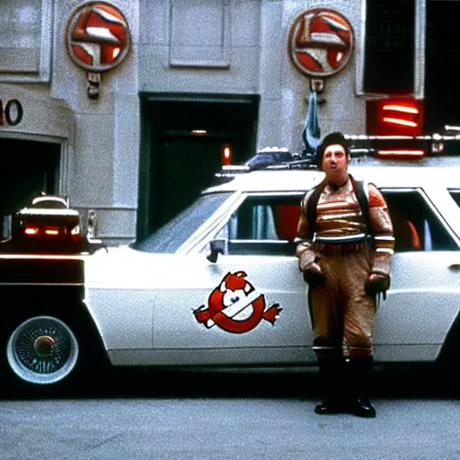 Image similar to cinematic, film still of john candy as louis tully in ghostbusters