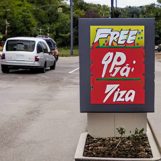 Image similar to a sign that says Free Pizza, 4k