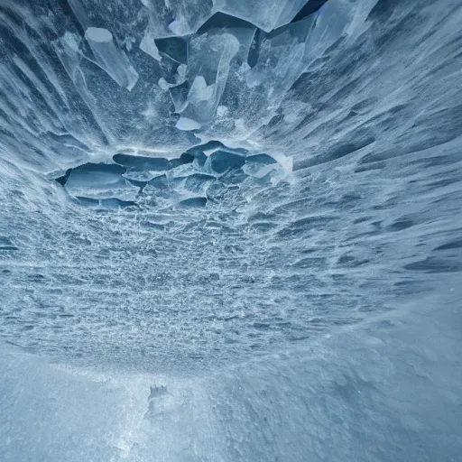 Image similar to “ a scene showing the underside of solid sea ice, photograph taken under the ice but above the water ”