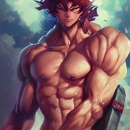 anime portrait of goblins as a muscular anime boy by, Stable Diffusion