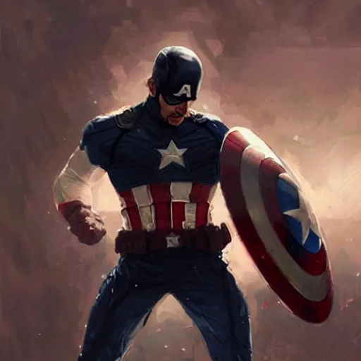 Image similar to captain america crying art, by greg rutkowski